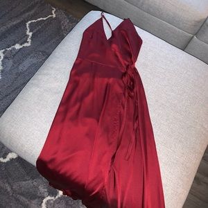 Long Burgundy Wrap Dress